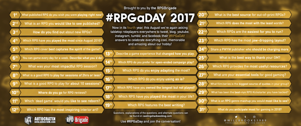 RPGaDay 2017 questions